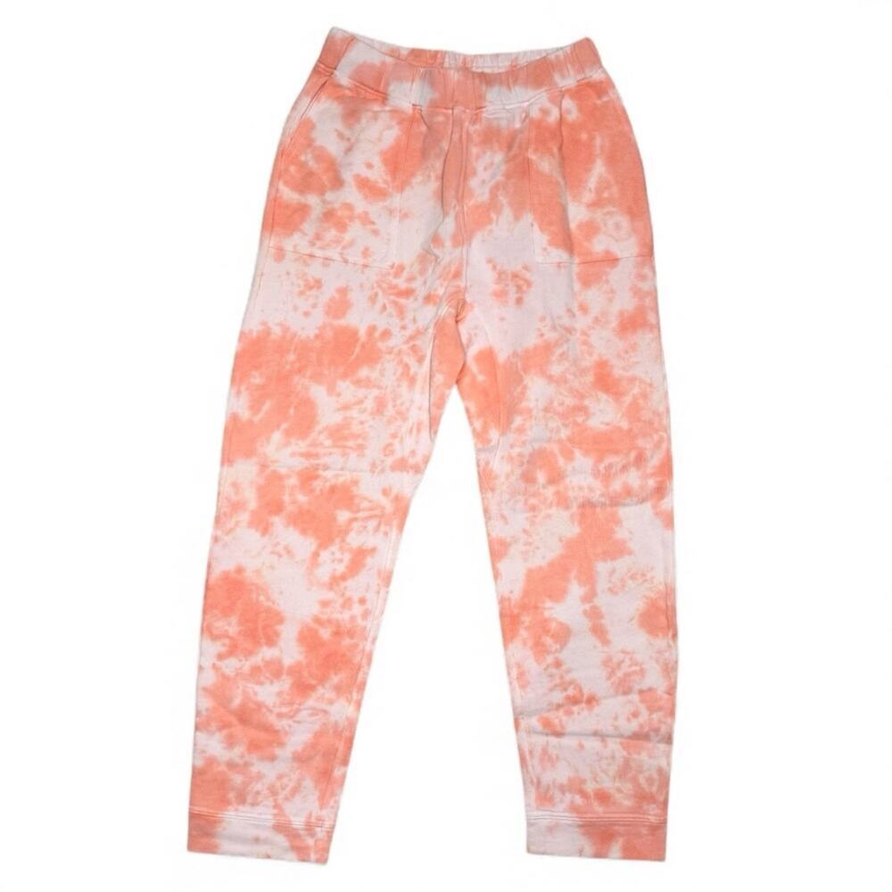 LoveShackFancy BLEX Jogger Pants Sweatpants Sunset Orange Distressed Tie Dye S